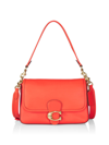 Coach Tabby Leather C Medallion Shoulder Bag In Red/orange