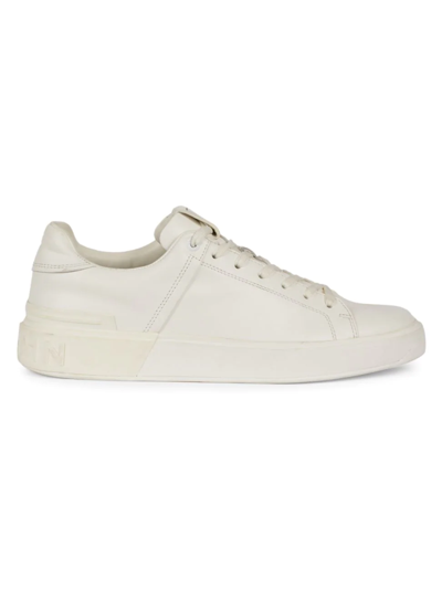 Balmain Men's B Court Leather Low-top Trainers In Blanc