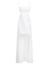 Halston Asher Asymmetric Cutout Crepe Gown In Chalk