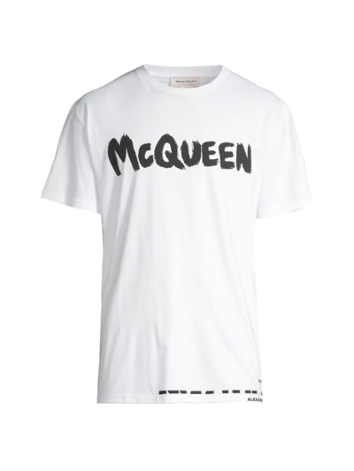 ALEXANDER MCQUEEN MEN'S GRAFFITI LOGO COTTON T-SHIRT