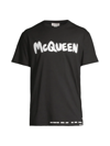 ALEXANDER MCQUEEN MEN'S GRAFFITI LOGO COTTON T-SHIRT