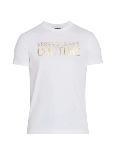Versace Jeans Couture Maglietta Logo Crewneck T-shirt In White Gold