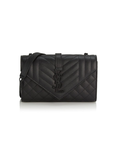 Saint Laurent Small Logo Mix Matelassé Leather Satchel In Nero
