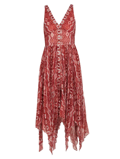 Altuzarra Annabella Abstract Asymmetric Midi-dress In Amaranth Stripe