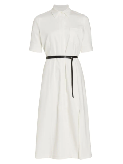 Altuzarra Kieran Belted Denim Midi-dress In Optic White
