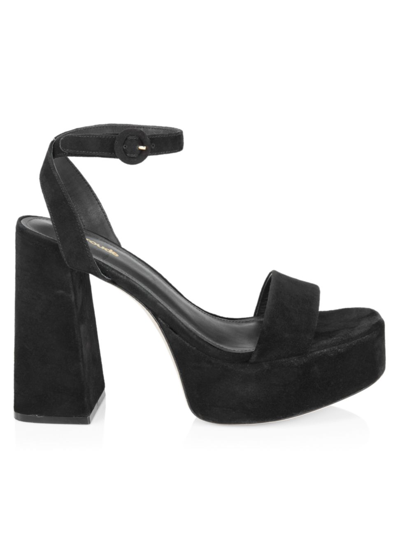 Larroude Dolly Ankle Strap Platform Sandal In Black