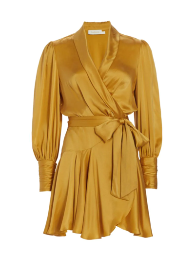 Zimmermann Women's Range Silk Mini Wrap Dress In Gold