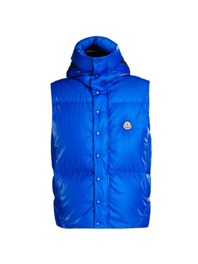 Moncler Lawu Hooded Ripstop Down Gilet In Blue