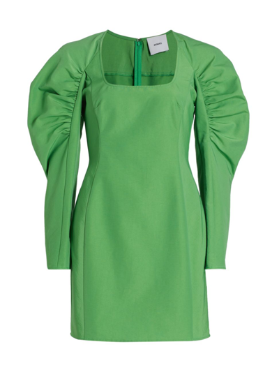 Aknvas Lexi Ruched-sleeve Minidress In Green-lt