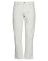 Department 5 Man Denim Pants Ivory Size 34 Cotton, Elastane In White