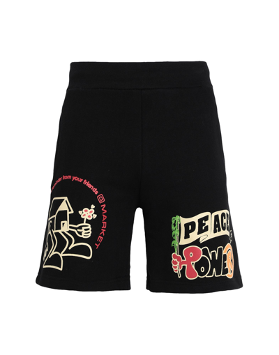 Market Peace And Power Sweatshorts Man Shorts & Bermuda Shorts Black Size Xl Cotton