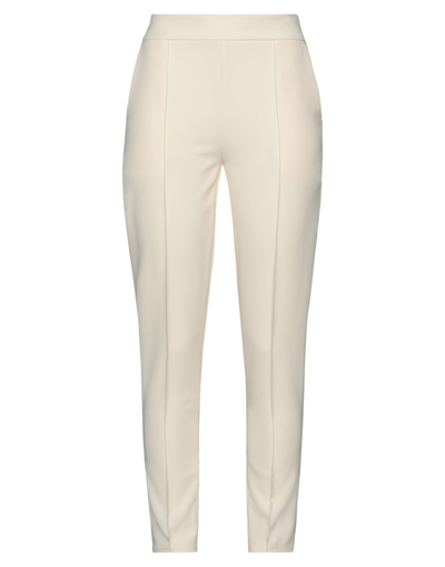Collection Privèe Collection Privēe? Woman Pants Ivory Size 6 Polyester, Elastic Fibres In White