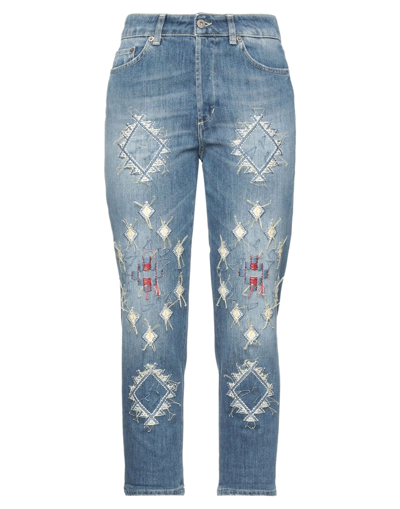 DONDUP DONDUP WOMAN JEANS BLUE SIZE 26 COTTON, ELASTOMULTIESTER