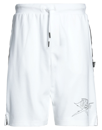 Plein Sport Man Shorts & Bermuda Shorts White Size L Cotton, Polyester