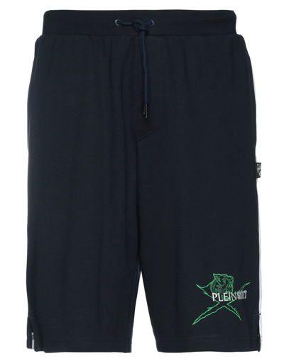 Plein Sport Man Shorts & Bermuda Shorts Midnight Blue Size L Cotton, Polyester