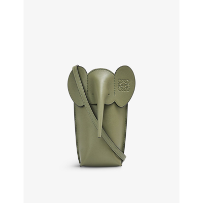 Loewe Women's Elephant Leather Pocket Pouch-on-strap In Avocado Green