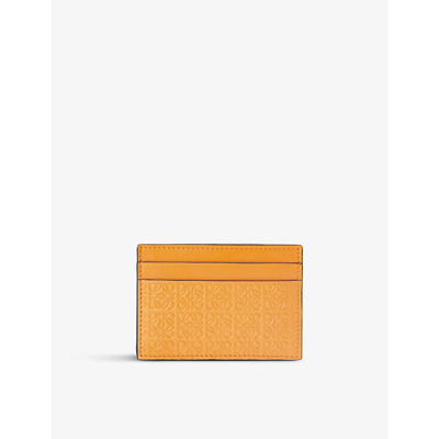 Loewe Repeat Embossed Leather Plain Cardholder In Orange