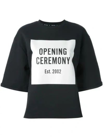Opening Ceremony Black Short Sleeve Logo Cut-off Sweatshirt
