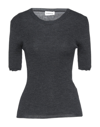 P.a.r.o.s.h . Leila Ribbed-knit Wool Top In Steel Grey