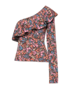 Philosophy Di Lorenzo Serafini One-shoulder Knit Top With Floral Pattern In Brown