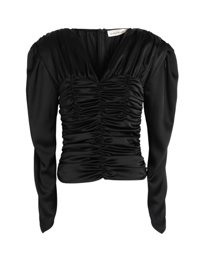 NINEMINUTES NINEMINUTES TOP IN RASO WOMAN TOP BLACK SIZE 2 POLYESTER, ELASTANE