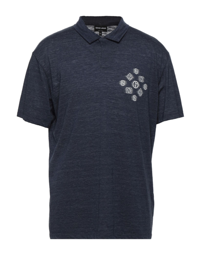 Giorgio Armani Graphic-print Short-sleeved Polo Shirt In Dark Blue