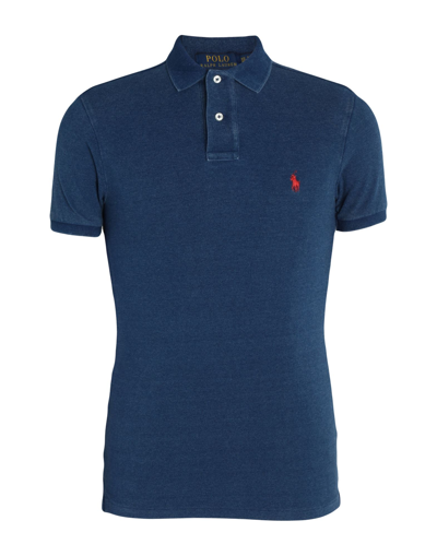 Polo Ralph Lauren Navy Blue Cotton Polo Shirt With Embroidered Logo In Black
