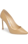 Jimmy Choo Romy Pointed Toe Pump In Nude Leather