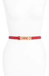 Moschino Logo-buckle Leather Belt In Red