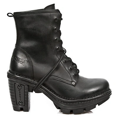 Pre-owned New Rock Newrock Rock Neotr008-s18 Black Ladies Trail Gothic Rock Punk Leather Boots