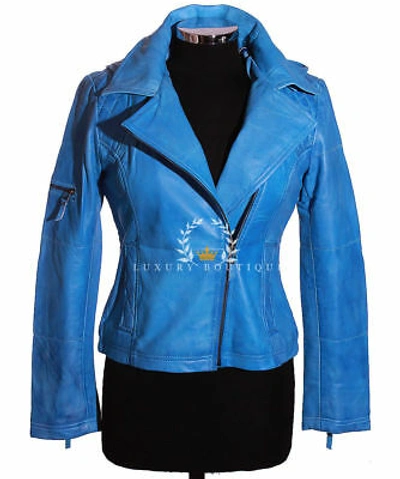 Pre-owned L.b Rihanna Sky Blue Ladies Hooded Real Lambskin Quilted Leather Fashion Jacket