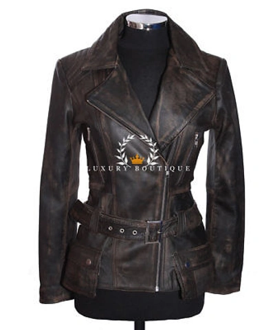 Pre-owned L.b Diaz Rust Black Ladies Smart Military Designer Lambskin Leather Fashion Jacket