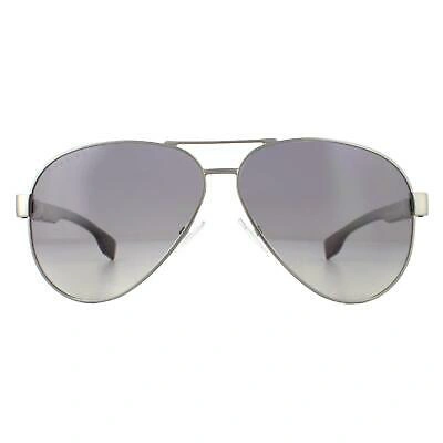 Pre-owned Hugo Boss Sunglasses Boss 1241/s R80 Wj Dark Ruthenium Grey Gradient Polarized