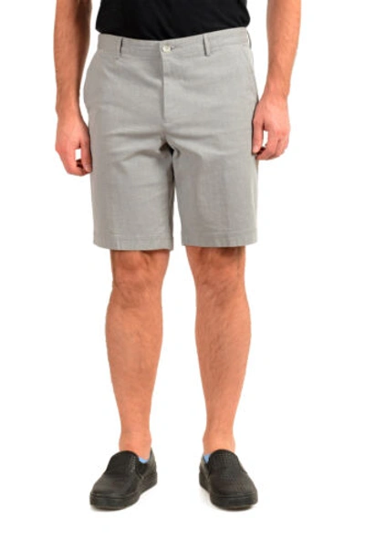 Pre-owned Hugo Boss Men's "slice-short" Grey Flat Front Shorts Sz 28 30 32 34 36 38 R
