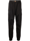 Versace Black Cargo Trousers With Greca Web Belt With Medusa Buckle Man