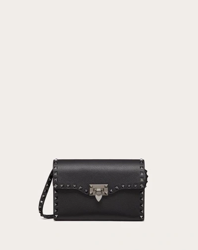 Valentino Garavani Small Rockstud Grainy Calfskin Crossbody Bag Woman Black Uni