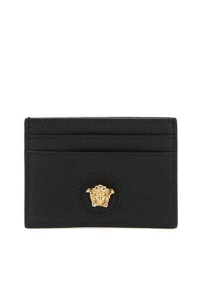 Versace Medusa Leather Card Holder In Black
