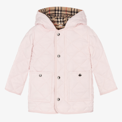 BURBERRY BABY GIRLS PINK QUILTED COAT