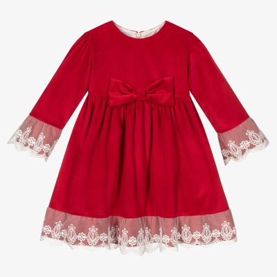 Artesania Granlei Babies' Girls Red Velvet Lace Dress