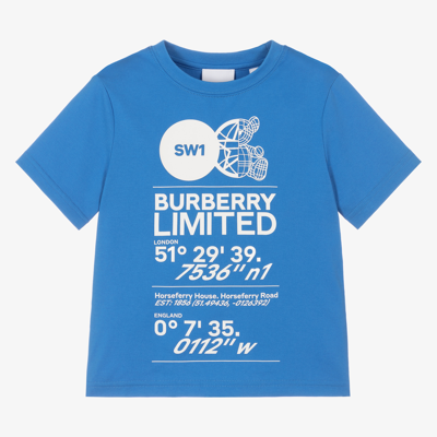 Burberry Blue Cotton Logo T-shirt