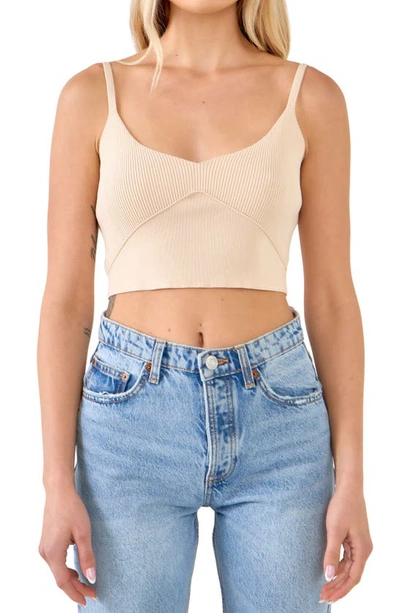 Endless Rose Knit Bralette Top In Beige