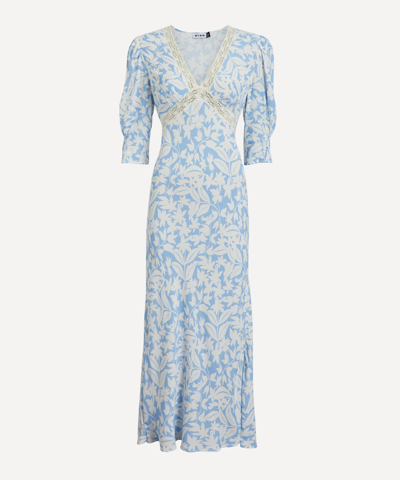 Rixo London Gemma Blue Floral-print Maxi Dress In Blue Palm