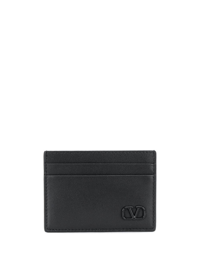 Valentino Garavani Black Vlogo Signature Card Holder In Nero