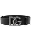 Dolce & Gabbana Dg Logo Buckle Leather Belt In Nero