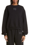 Alexander Wang T Alexanderwang.t Essential Terry Crew Sweatshirt With Puff Paint Logo In Black