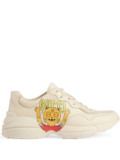 Gucci Logo-print Chunky-sole Sneakers In Neutrals