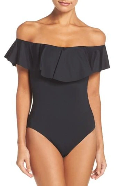 Trina Turk Off The Shoulder One-piece Swimsuit In Black