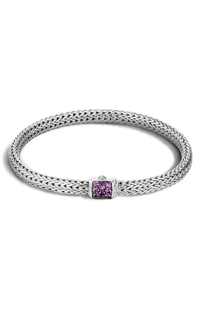 John Hardy Classic Chain Sterling Silver Lava Extra Small Bracelet With Amethyst In Purple/silver
