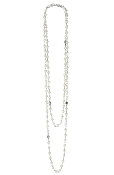 Lagos Sterling Silver Luna Cultured Freshwater Pearl Strand Necklace, 36 In Silver/ Pearl