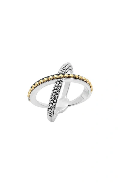Lagos Sterling Silver & 18k Infinity Crossover Ring In Gold/multi